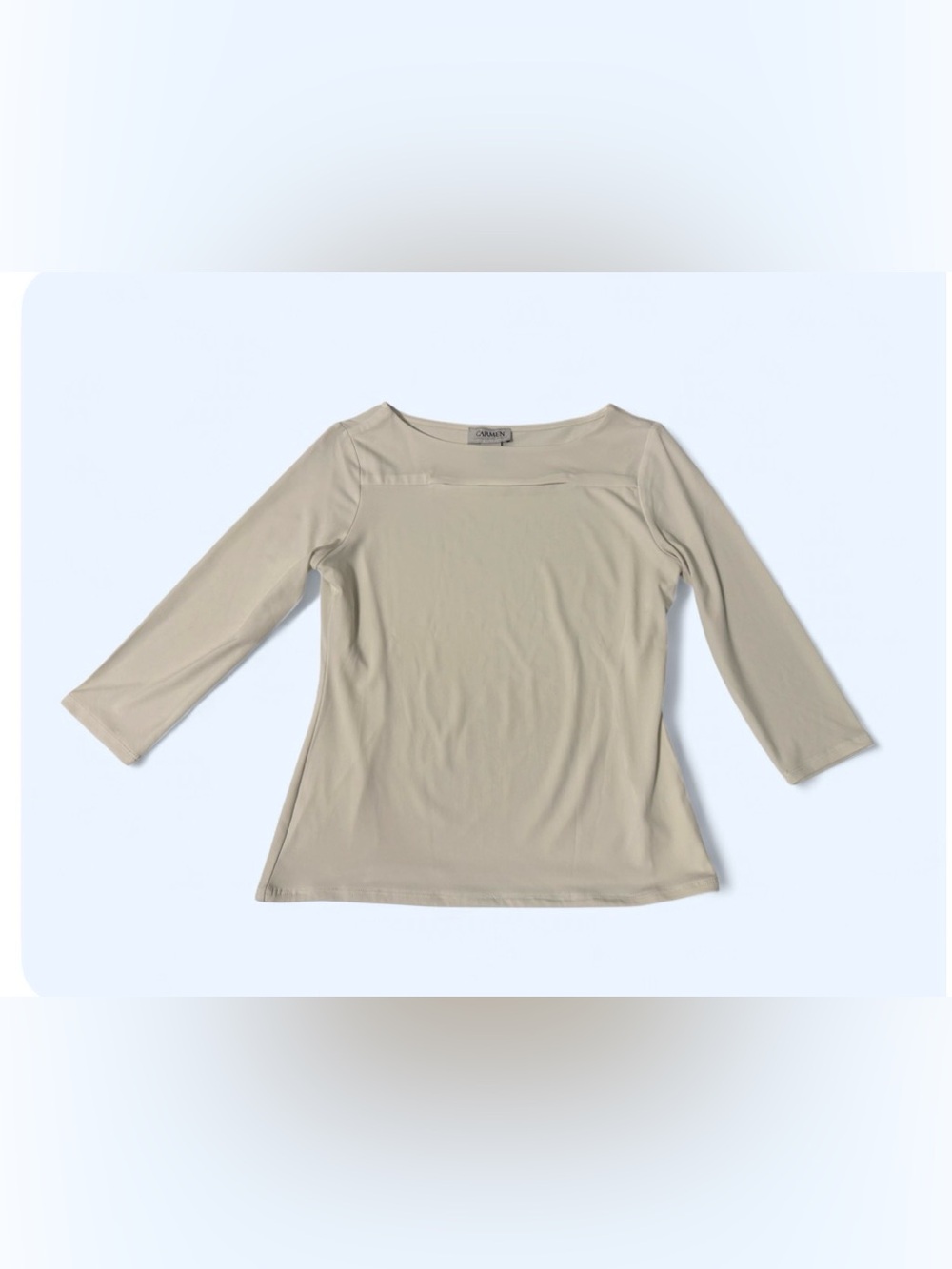 Carmen Marc Valvo Soft Cream Long-Sleeve Top